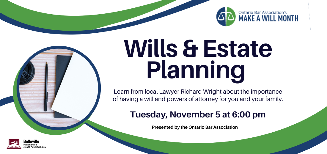 Wills and Estate talk - Tues. Nov 5 at 6 pm